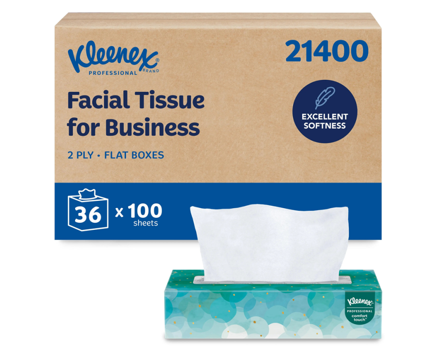 Kleenex® 2-Ply White Professional Facial Tissue (8.4 in. x 8.6 in., 100 Tissues/BX, 36 BX/CS)